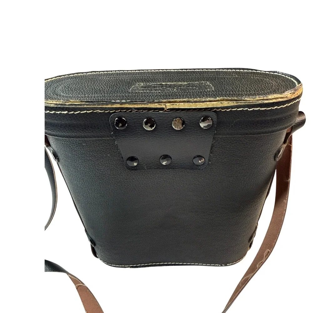 Tasco Binocular Case Vintage Japan Black Blue Velvet Lining Hard Shell Strap